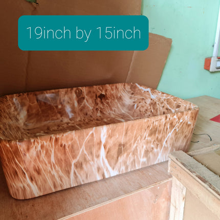 Basin Ceramic Marble Design 19inch by 16inch Light Brown