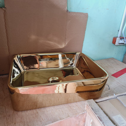 Hand Wash Basin Gold and White Theme Bathroom Accessories Sink