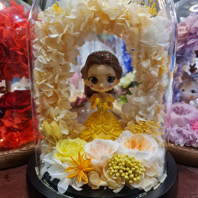 Belle Preserved Roses with figurine