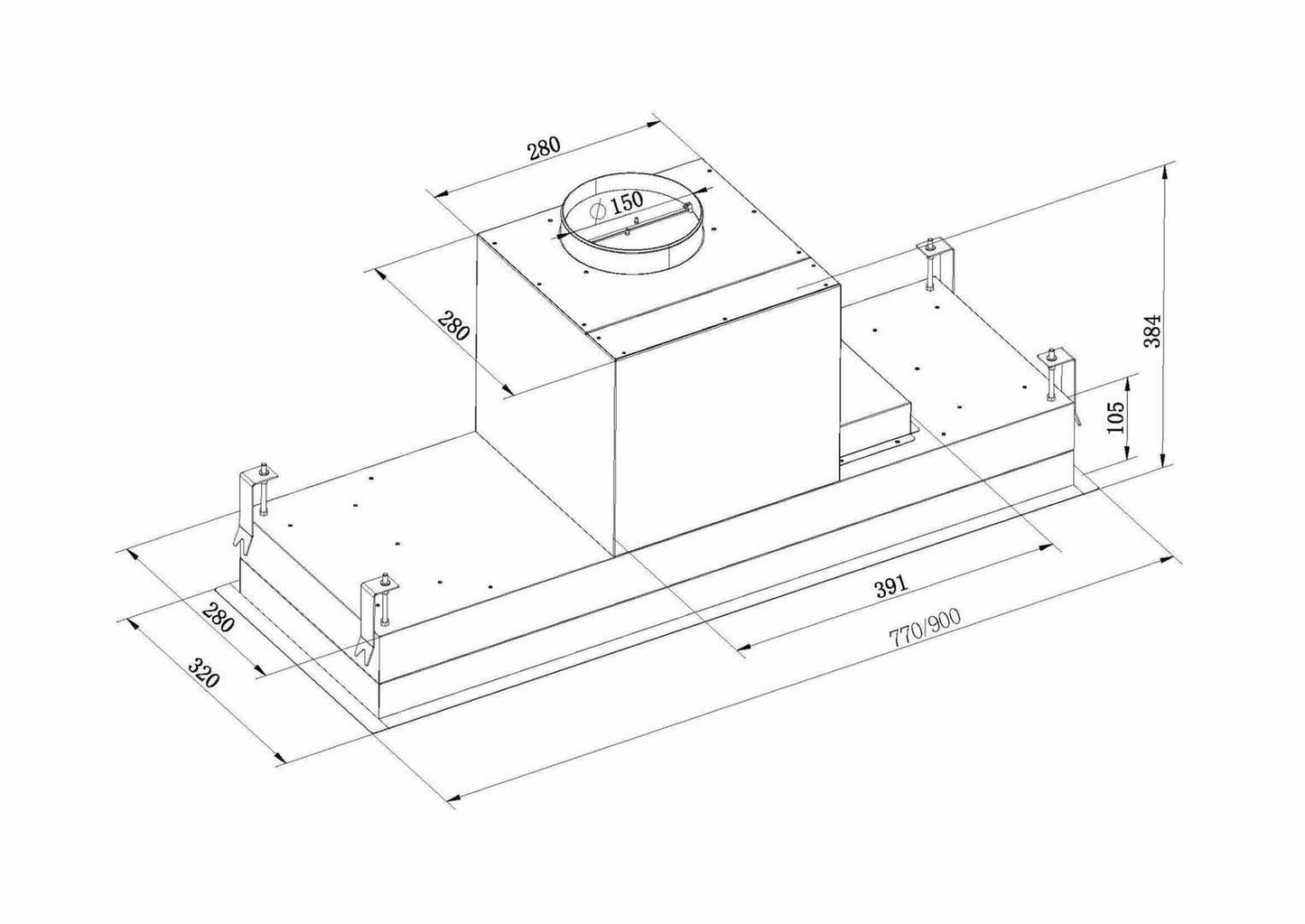 Ceiling Hood Range Remote Control 90cm Kitchen Exhaust Fan Built Inn