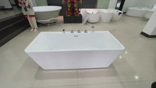 Load and play video in Gallery viewer, White Acrylic solid Surface Bathtub With Built in Faucets
