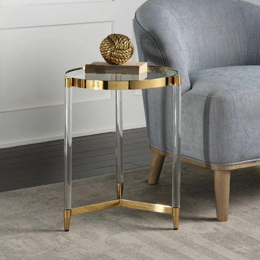 Acrylic stainless gold side table