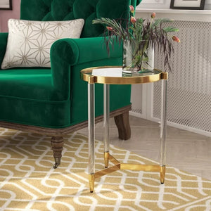 Acrylic stainless gold side table