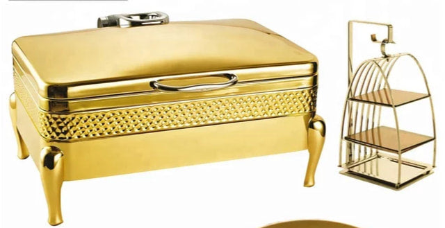 Dubai Gold Stainless Chafing Dish for Hotel and Catering With stainless Cupcakes 3 layer holder