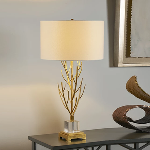 Home bedroom living room luxury crystal accent vintage metal tree design gold