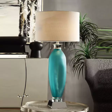 Home decorative modern living room bedroom bedside bed new side sea blue glass table lamps