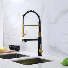 Cargar imagen en el visor de la galería, Kitchen Sink Orb Faucet Black and Gold Motif
