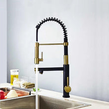 Cargar imagen en el visor de la galería, Kitchen Sink Orb Faucet Black and Gold Motif
