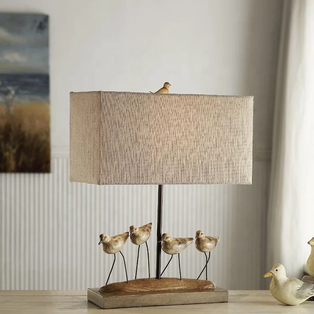 Unique living room decorative coastal bed side vintage resin bird table lamps