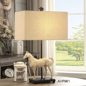 Living room decorative vintage white horse resin table lamps for home decor