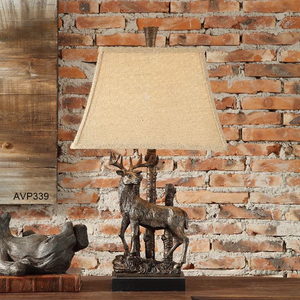Home living room decorative accent bronze retro antique resin deer table lamps