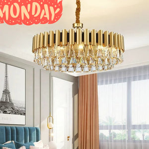 Moderno Chandelier stainless steel frame, iron and crystal Ceiling Light
