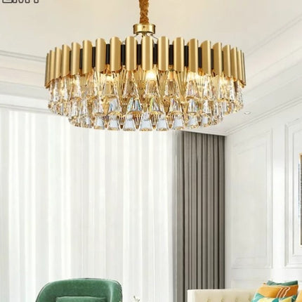 Moderno Chandelier stainless steel frame, iron and crystal Ceiling Light
