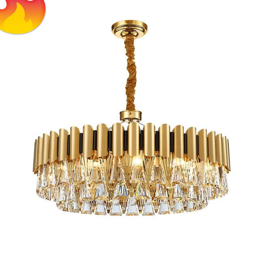 Moderno Chandelier stainless steel frame, iron and crystal Ceiling Light