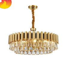 Загрузить изображение в средство просмотра галереи, Moderno Chandelier stainless steel frame, iron and crystal Ceiling Light
