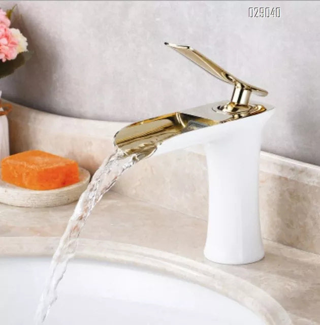 White and Gold Faucet Bathroom accessories wash basin faucet