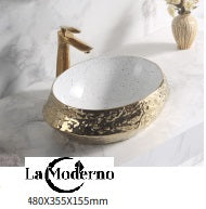 Porcelain Bathroom Accessories Wash Basin Gold