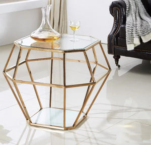 Living Room Side table stainless steel Tempered Glass Top Electroplated