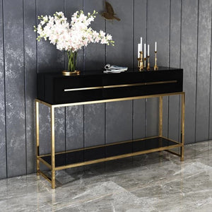 Console Table Stainless steel Back and Gold Lining Home Equipment