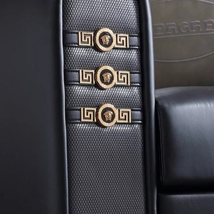 Versace-inspiriertes Sofa-Set in schwarzer Edition aus Kuhfell und Edelstahl – Wohnaccessoires