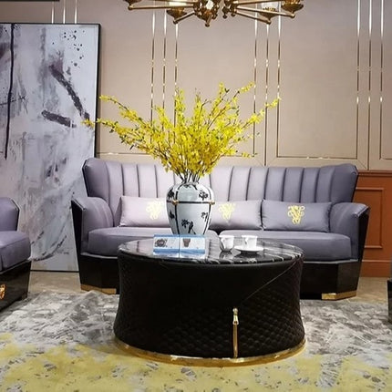 Luxury Sofa Set Cowhide Leather Home Furniture Equipment Decor