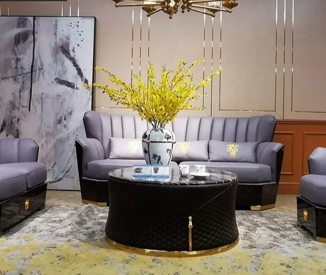 Luxury Sofa Set Cowhide Leather Home Furniture Equipment Decor