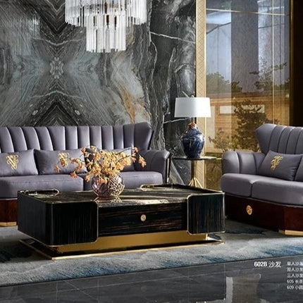 Luxury Sofa Set Cowhide Leather Home Furniture Equipment Decor