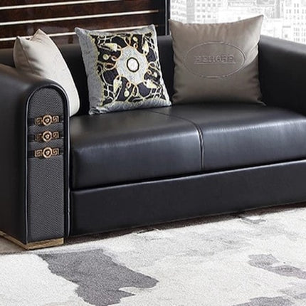 Versace-inspiriertes Sofa-Set in schwarzer Edition aus Kuhfell und Edelstahl – Wohnaccessoires