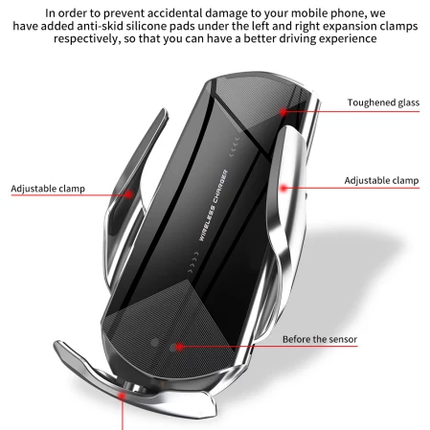 GOLD Edition Sensor Clip Auto Clamp Wireless Car Charger