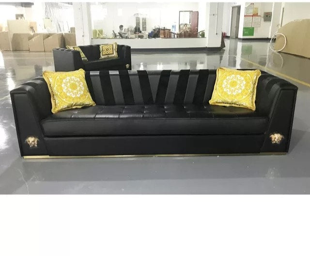 Black edition Sofa Versace Cowhide leather set