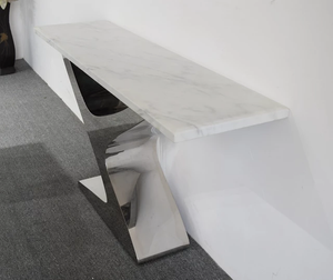 Italian Design Console Table Stainless and Marble Top
