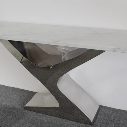 Italian Design Console Table Stainless and Marble Top