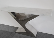 Load image into Gallery viewer, Italian Design Console Table Stainless and Marble Top
