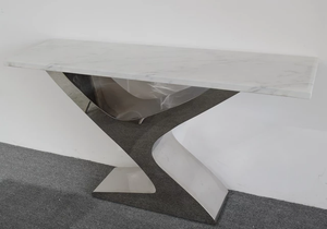 Italian Design Console Table Stainless and Marble Top