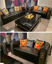 Load image into Gallery viewer, Versace Inspired Black edition Sofa Cowhide and Stainless Set Home Furniture Decor
