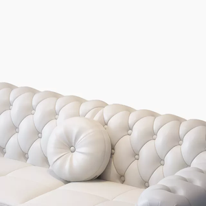 Luxury Nappa Leather L-Shape Sofa Stainless Steel Border Gold