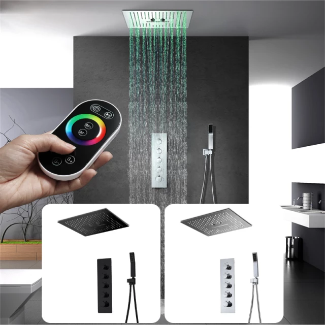 Ceiling Shower with Led Lights Remote Control 16inch