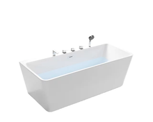 Загрузить изображение в средство просмотра галереи, White Acrylic solid Surface Bathtub With Built in Faucets
