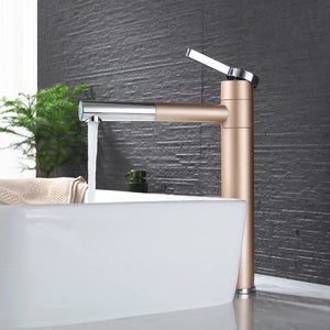 Faucet Hot and Cold 350 Degree Rotation Champagne Gold Stainless electroplating, Faucet Not Painted