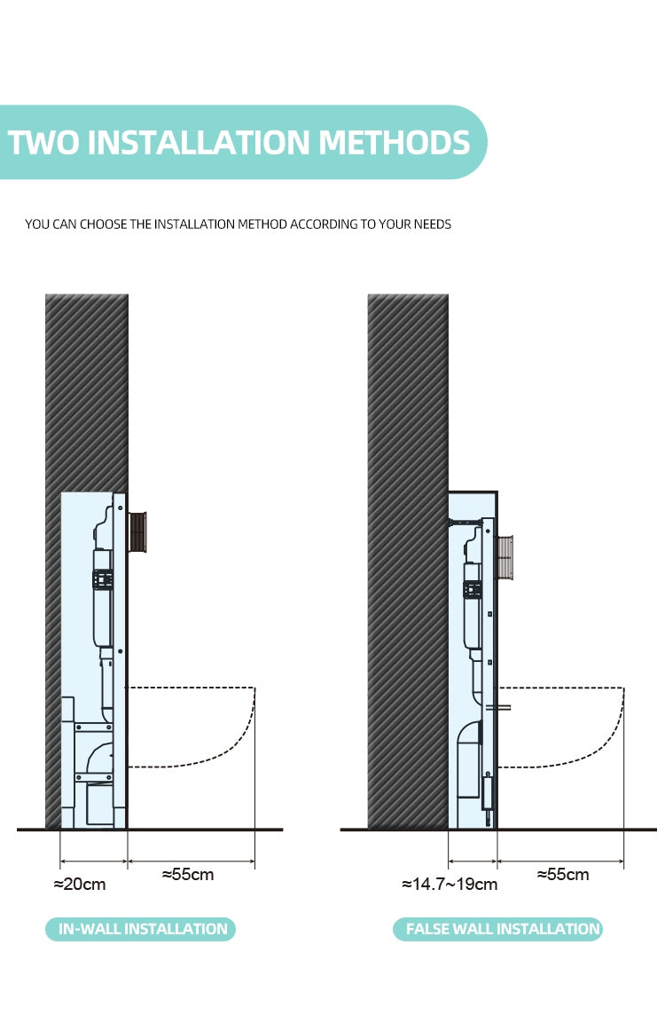 Hanging Wall Mounted Toilet Bowl Black with Wall Push Buttons