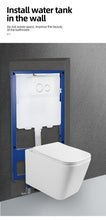 Charger l&#39;image dans la galerie, Hanging Wall Mounted Toilet Bowl Black with Wall Push Buttons.
