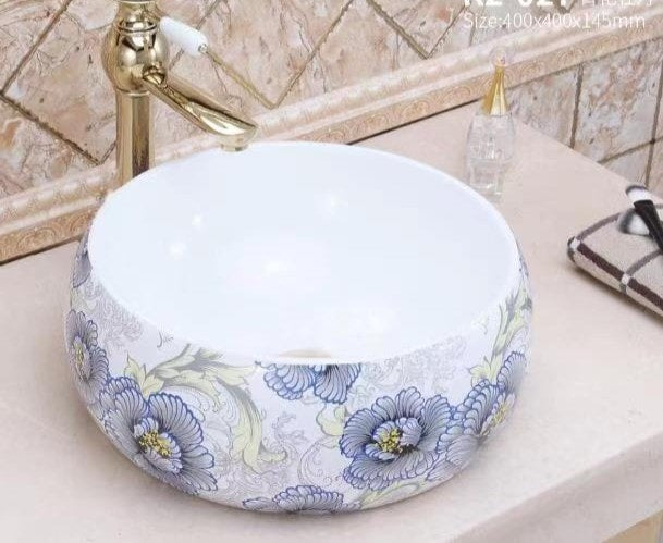 Floral Round Wash Basin Ceramic