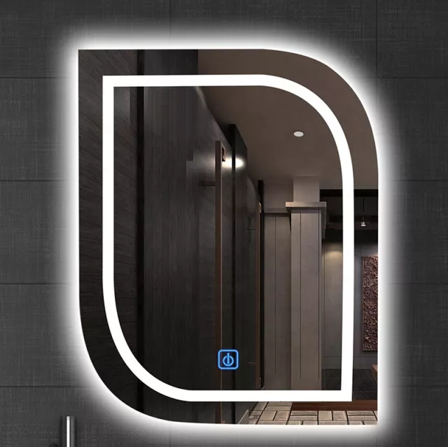 Led Light Mirror with Tri Color Lights Antifog with Time Date