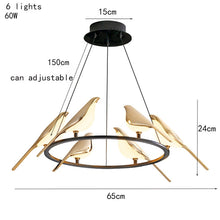 Charger l&#39;image dans la galerie, Acrylic 6 Birds Hanging Lights Led Electroplating
