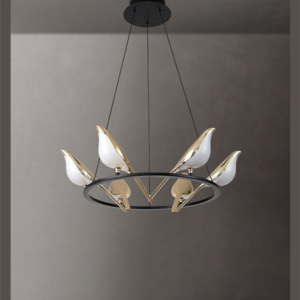 Acrylic 6 Birds Hanging Lights Led Electroplating