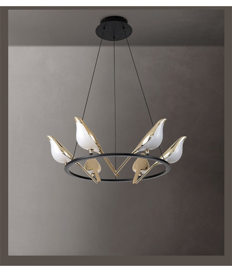 Acrylic 6 Birds Hanging Lights Led Electroplating