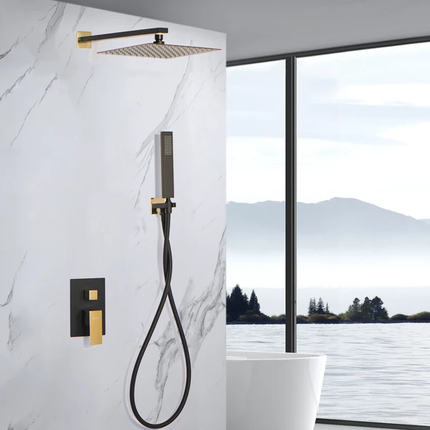 Black and Gold Shower 12inch Stainless Steel Plates Wall Shower
