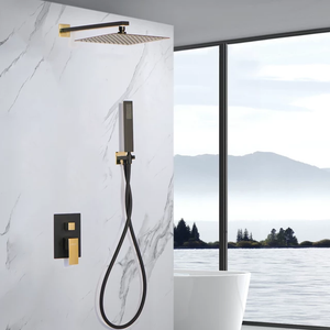 Black and Gold Shower 12inch Stainless steel Plates Wall shower