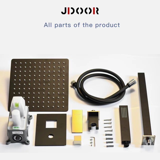 Black and Gold Shower 12inch Stainless Steel Plates Wall Shower