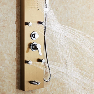Shower Panel with 5 Jet Massage Functions Gold Electroplated Stainless steel Body